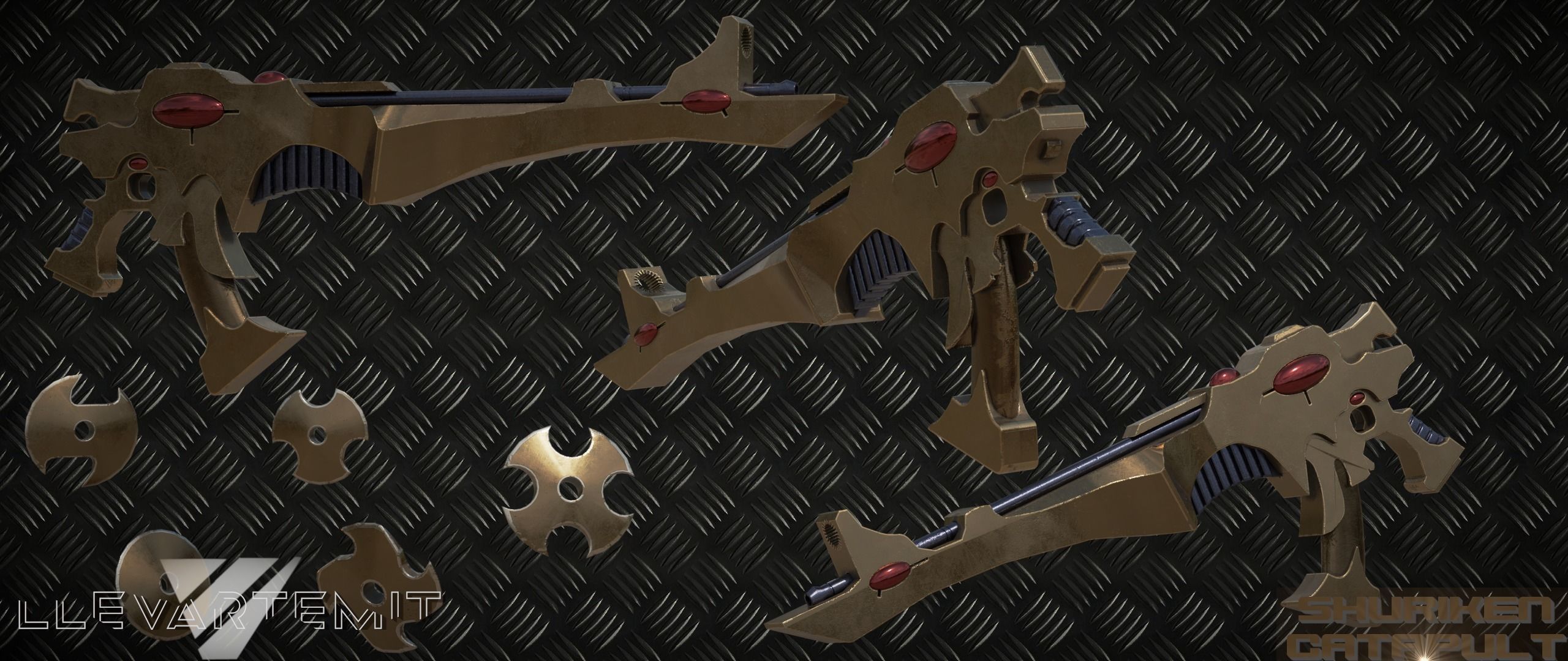 Shuriken Catapult Warhammer 40000 Eldar Low-poly 3D model_10
