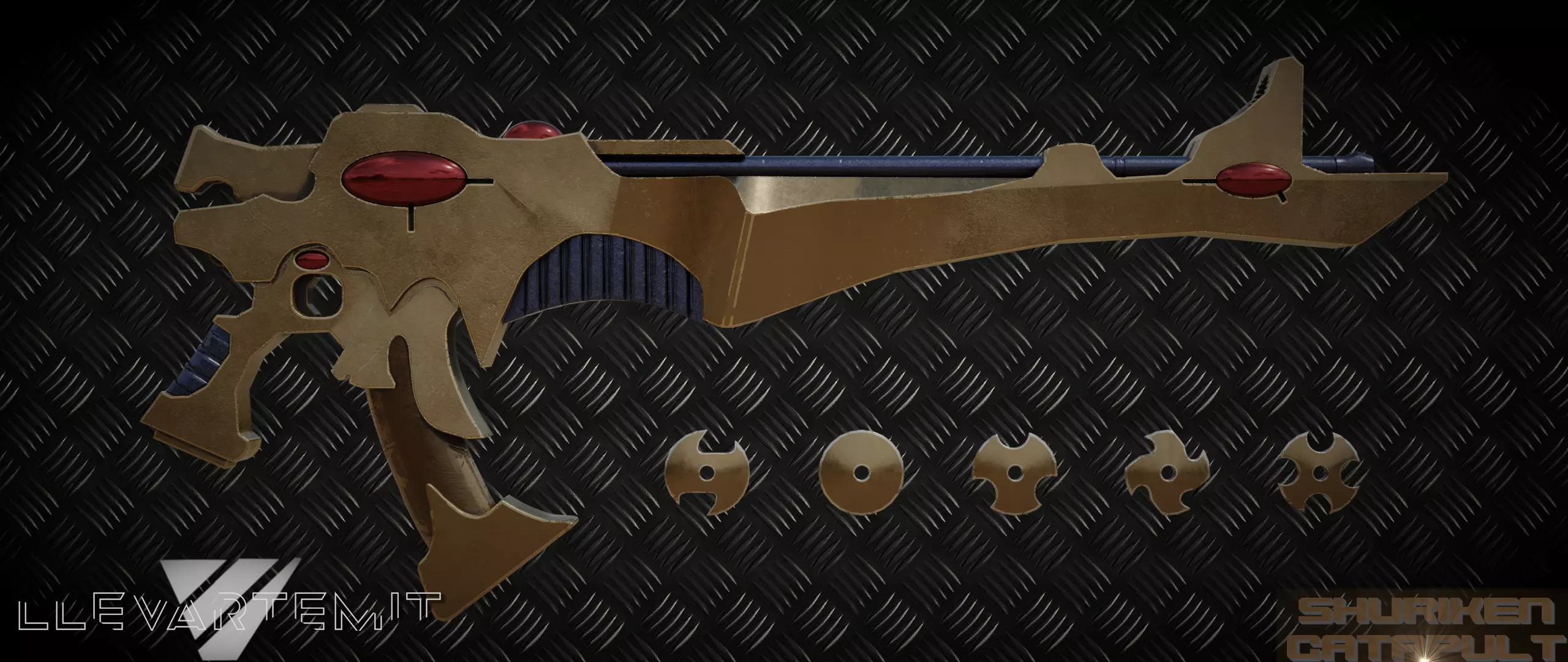 Shuriken Catapult Warhammer 40000 Eldar Low-poly 3D model_0