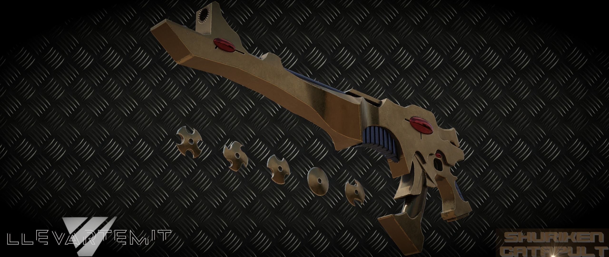 Shuriken Catapult Warhammer 40000 Eldar Low-poly 3D model_5