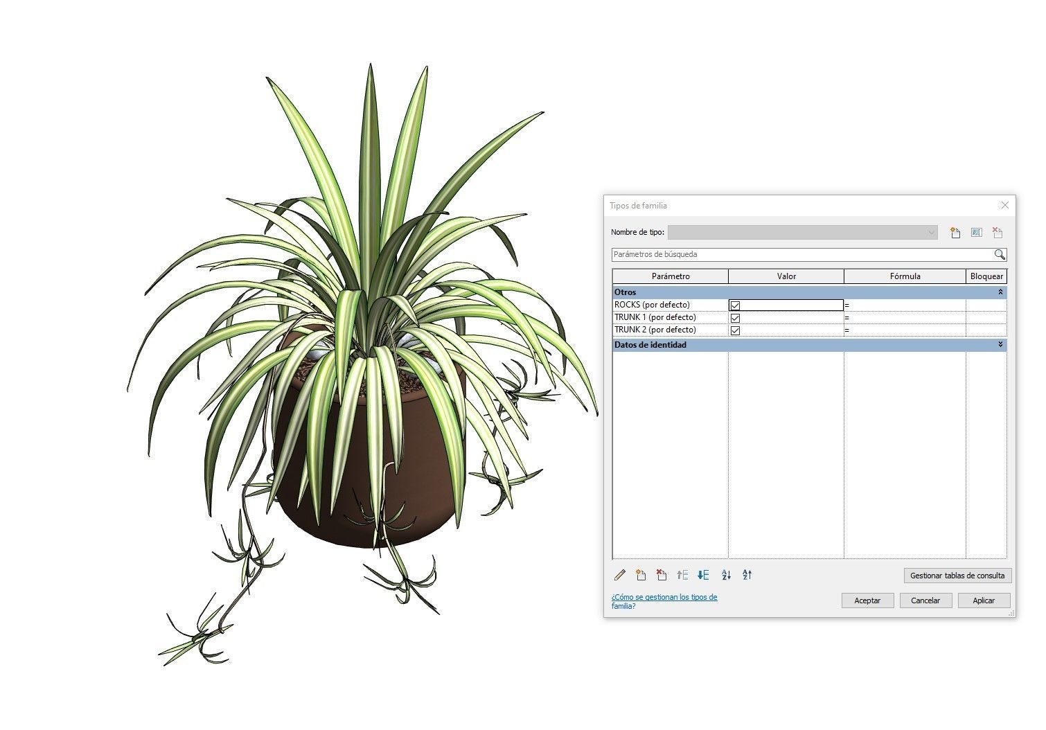 Revit Family pot plant - Three sizes- High quality 3D model 3D model_33