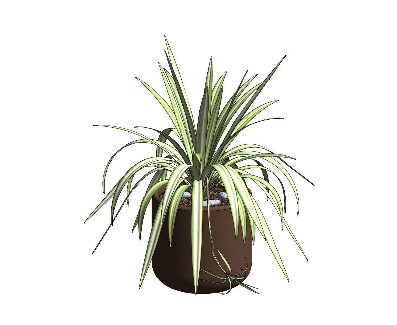 Revit Family pot plant - Three sizes- High quality 3D model 3D model_25