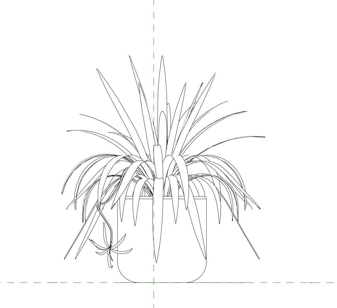 Revit Family pot plant - Three sizes- High quality 3D model 3D model_30