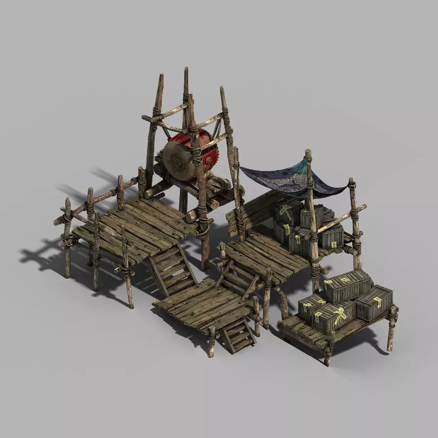 Barracks-Prairie-Yuan Army Snare Drum Stand 3D model_0