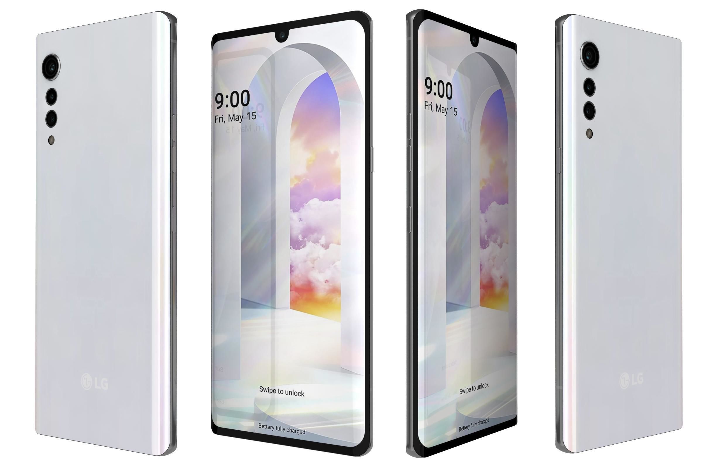 LG Velvet Aurora White 3D model_3