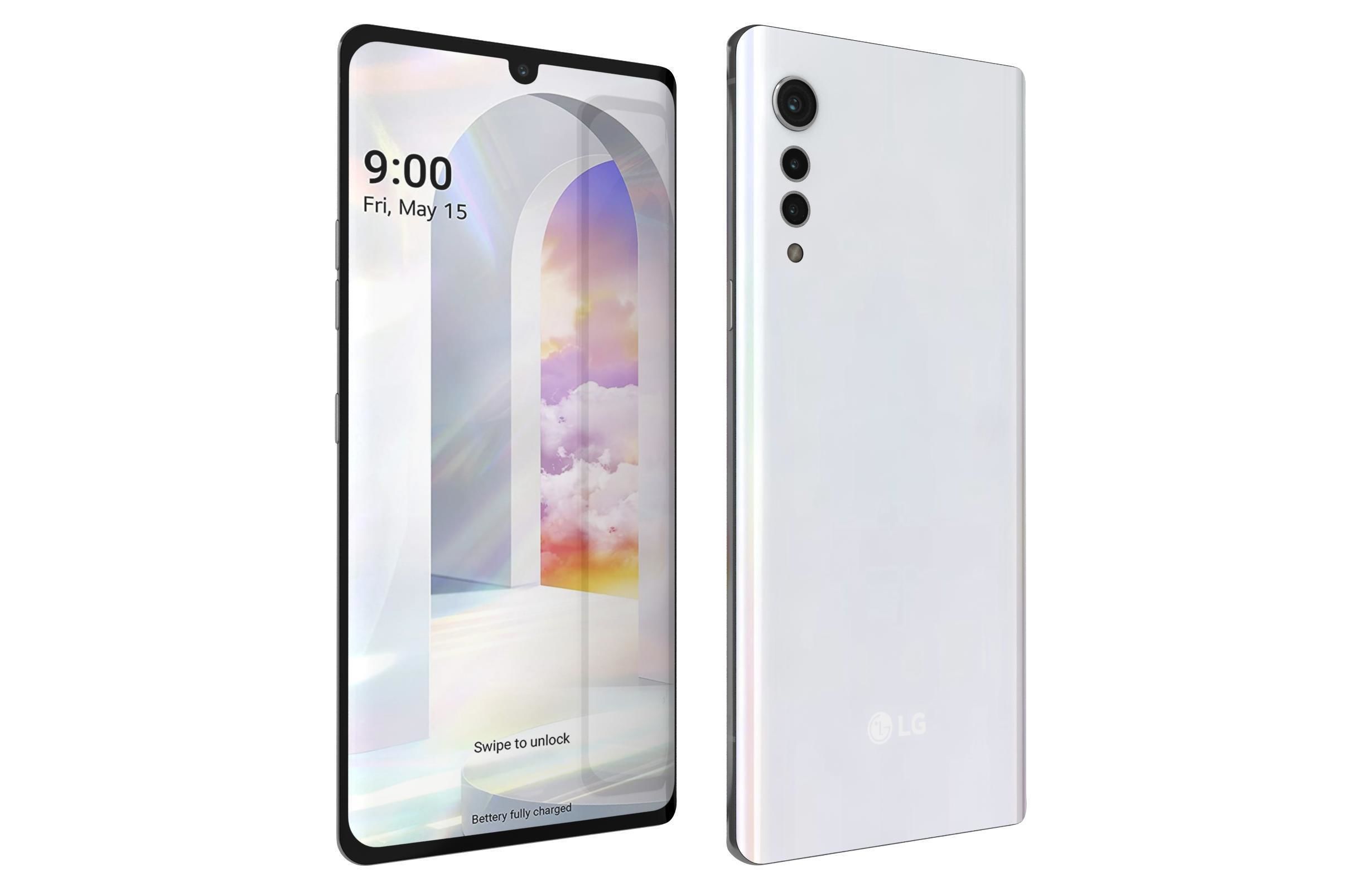 LG Velvet Aurora White 3D model_9