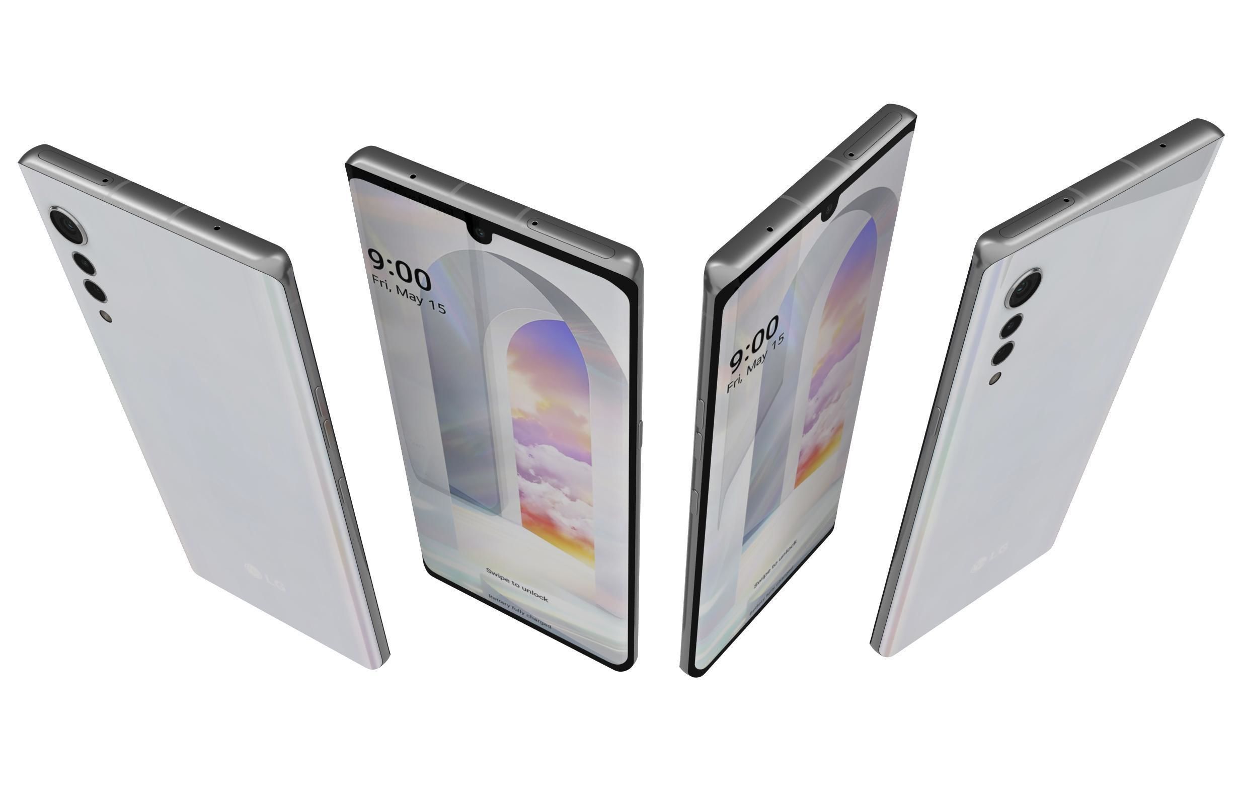 LG Velvet Aurora White 3D model_4