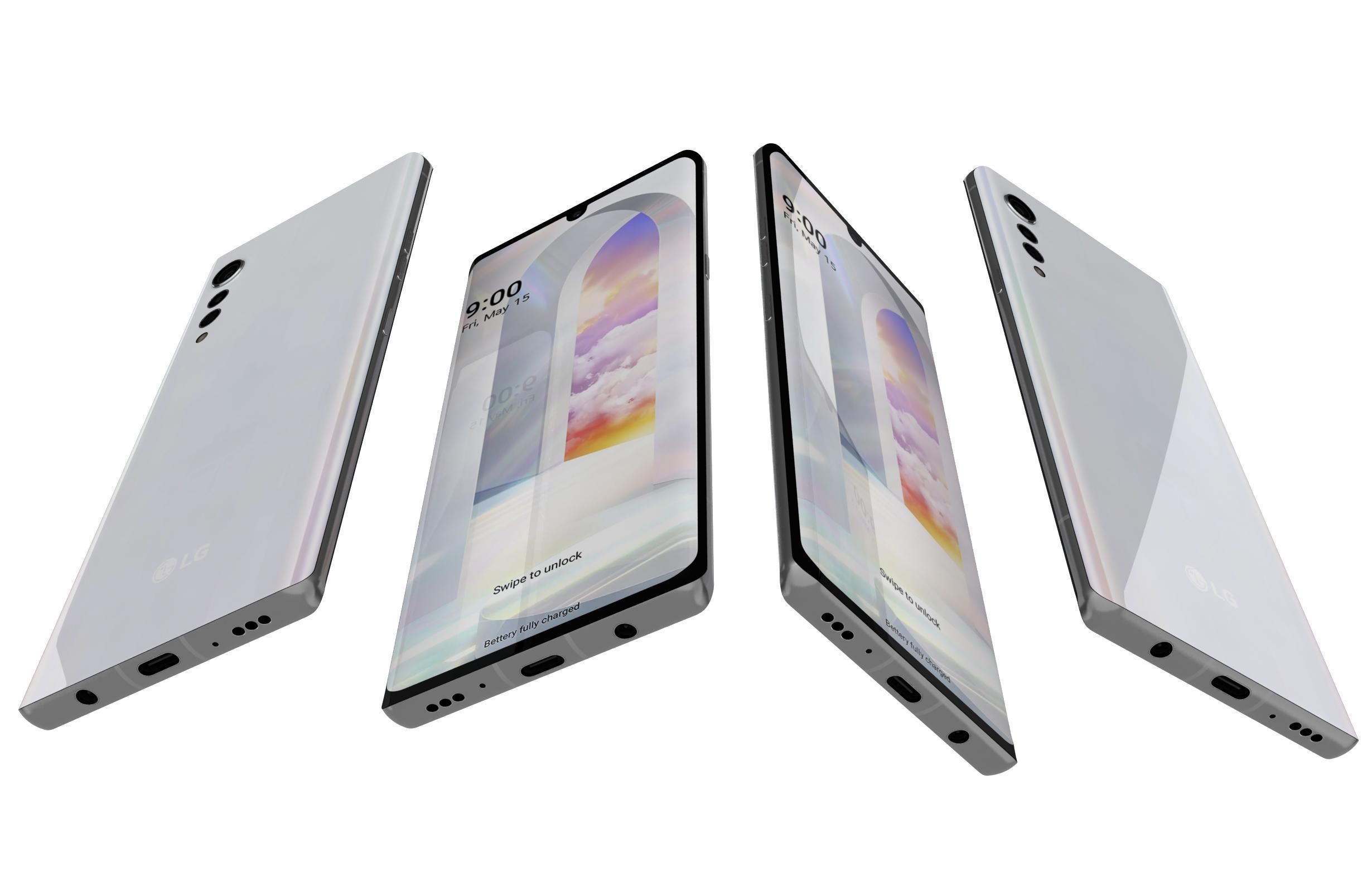 LG Velvet Aurora White 3D model_5