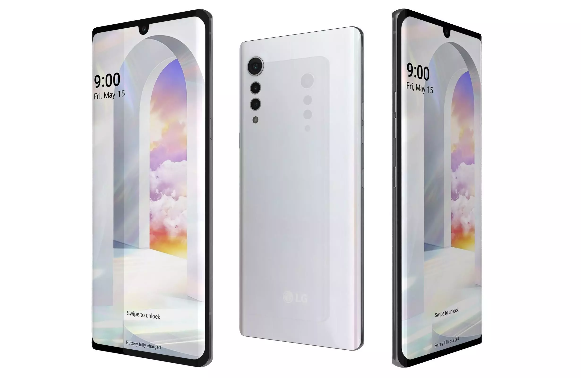 LG Velvet Aurora White 3D model_0