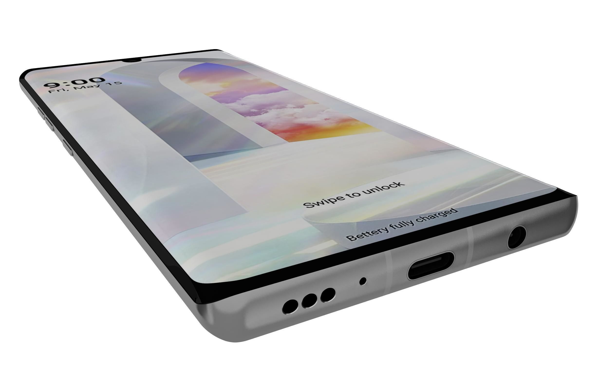 LG Velvet Aurora White 3D model_12