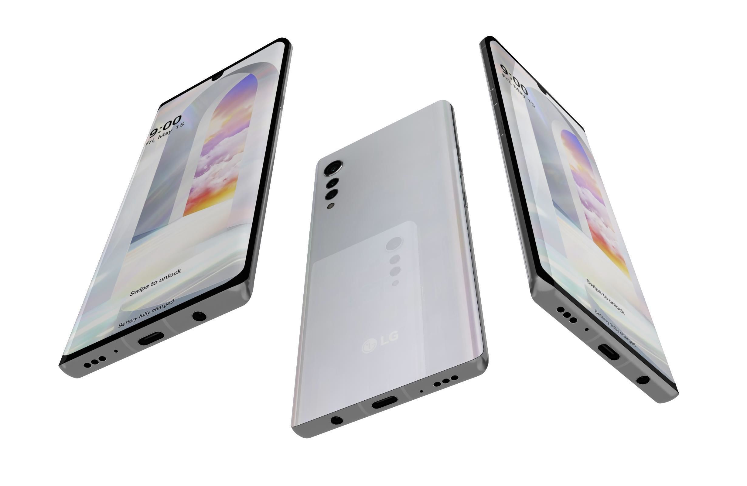 LG Velvet Aurora White 3D model_2