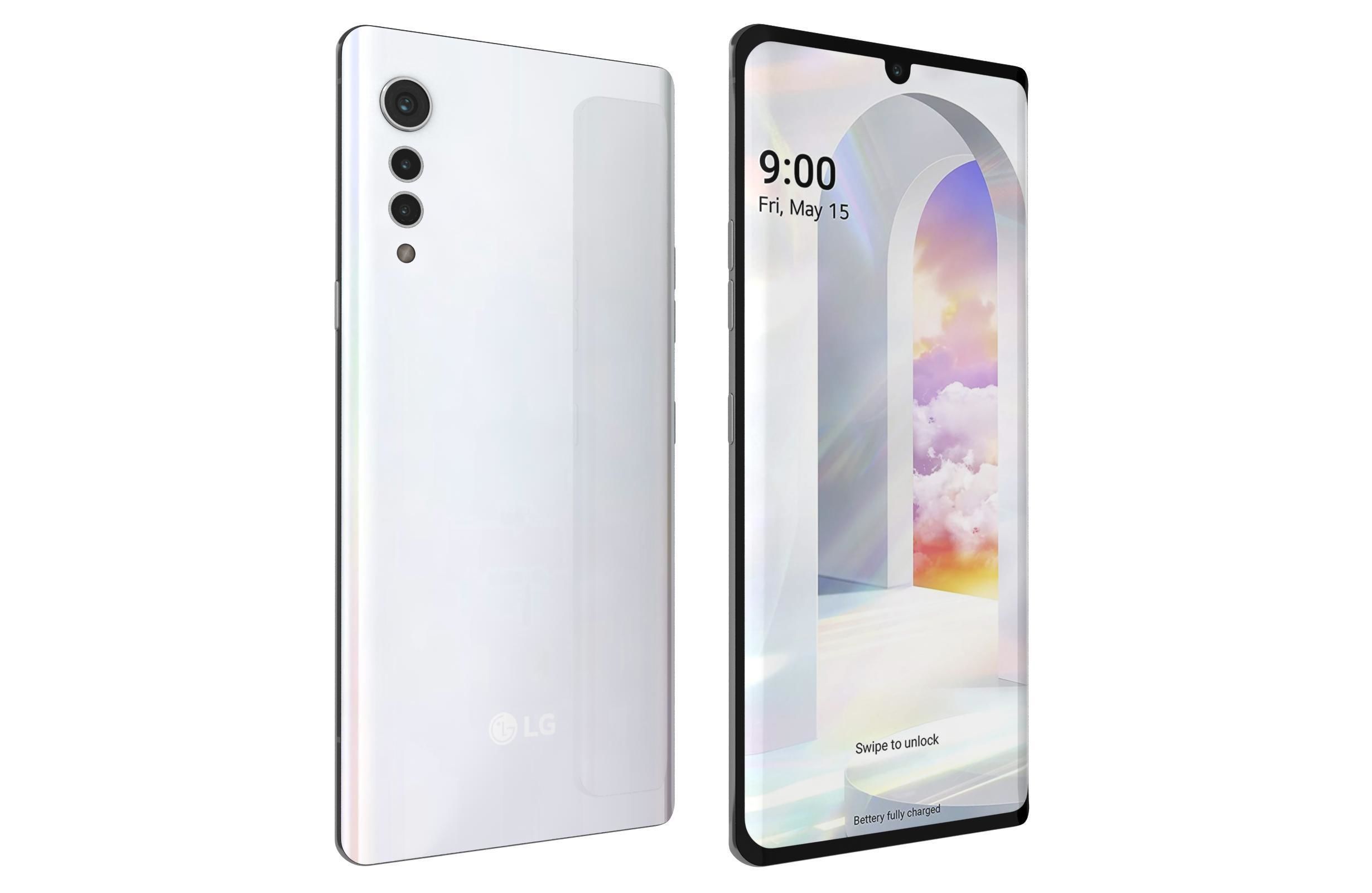 LG Velvet Aurora White 3D model_8