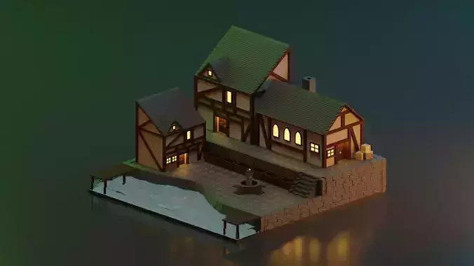 Low poly Medieval scene