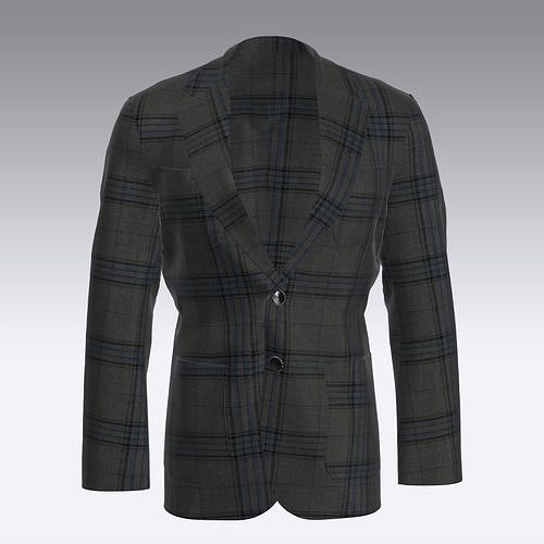 Male checks blazer 3D model