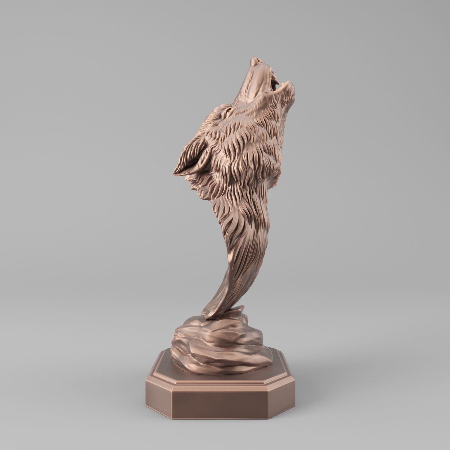 Wolf head howl 3D print model_4