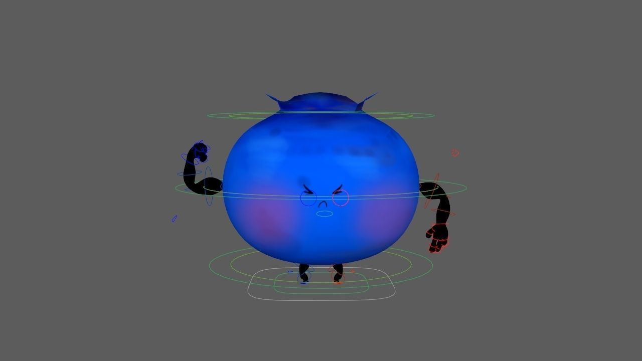 Cartoon Blueberry Rig 3D model_8