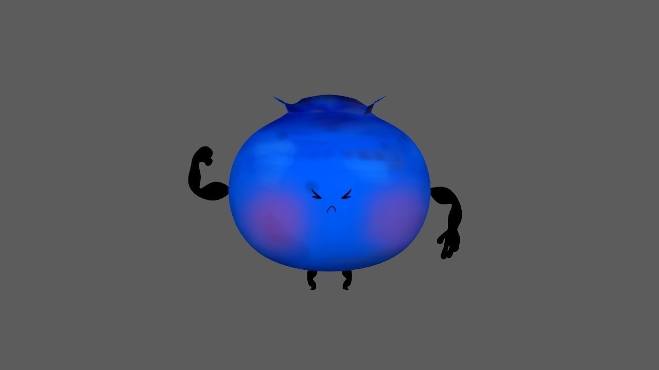 Cartoon Blueberry Rig 3D model_3