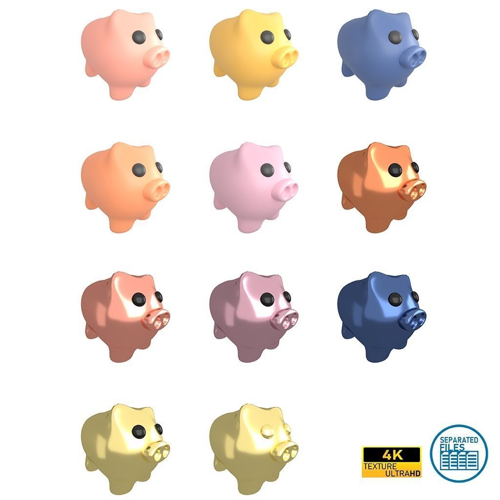 Piggy Bank V1 Pack 02 Low-poly 3D model_37