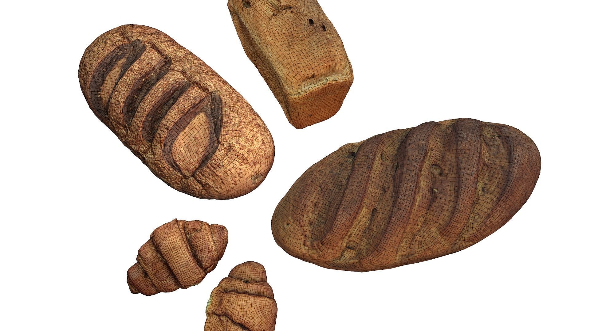 3d scans collection flour bread 3D Low-poly 3D model_2