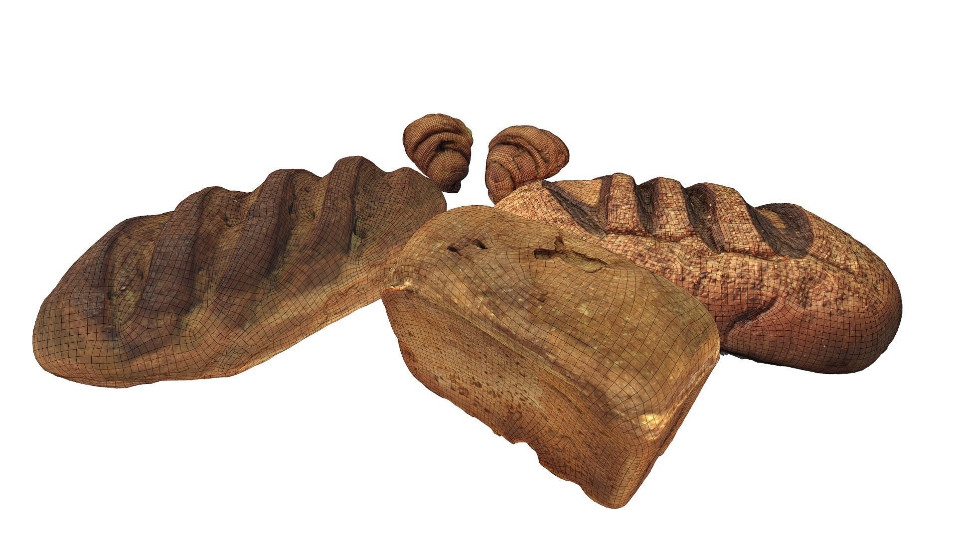 3d scans collection flour bread 3D Low-poly 3D model_4