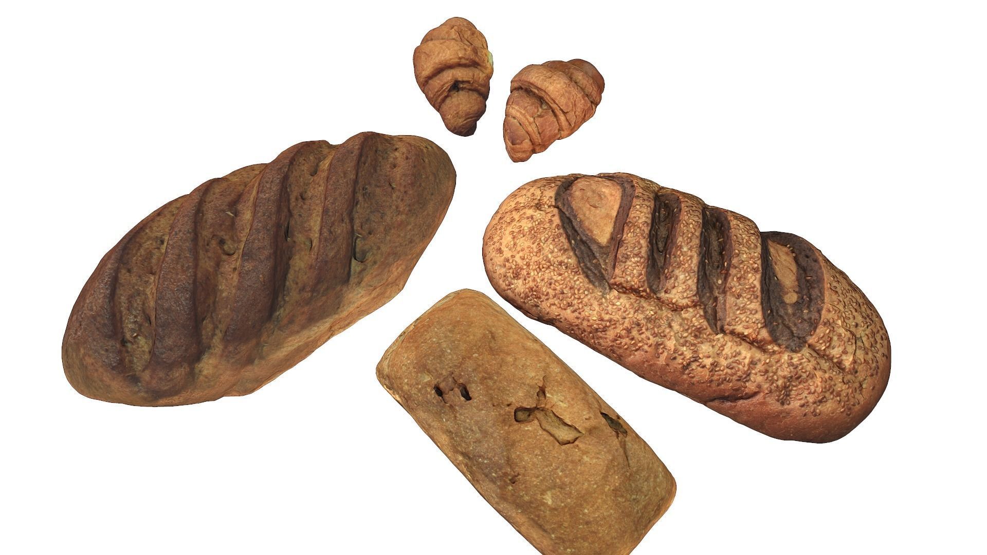 3d scans collection flour bread 3D Low-poly 3D model_5