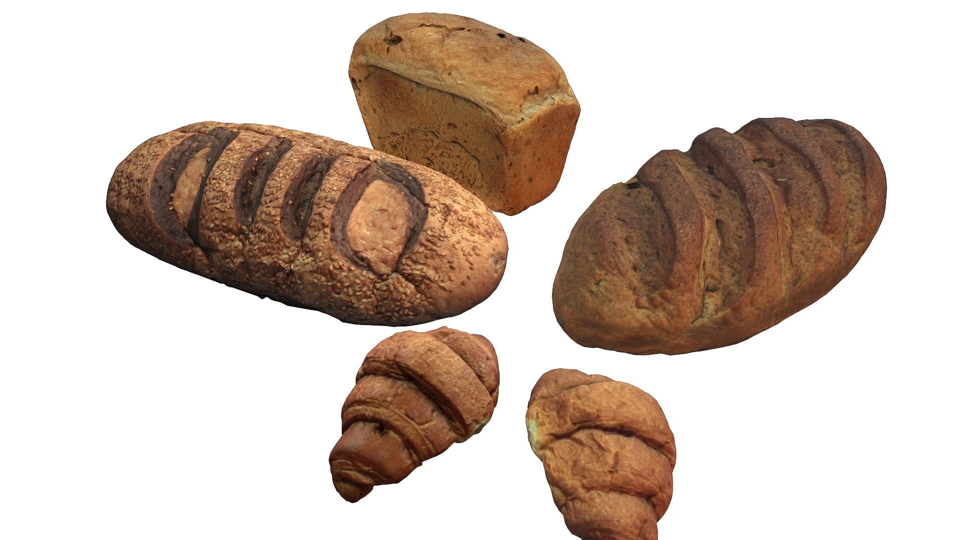 3d scans collection flour bread 3D Low-poly 3D model_25