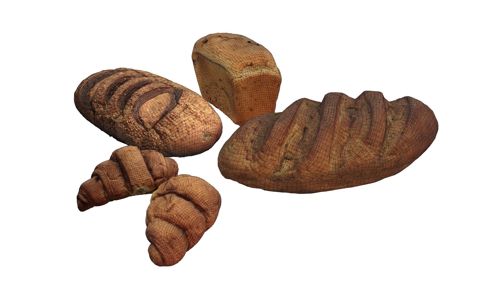 3d scans collection flour bread 3D Low-poly 3D model_1