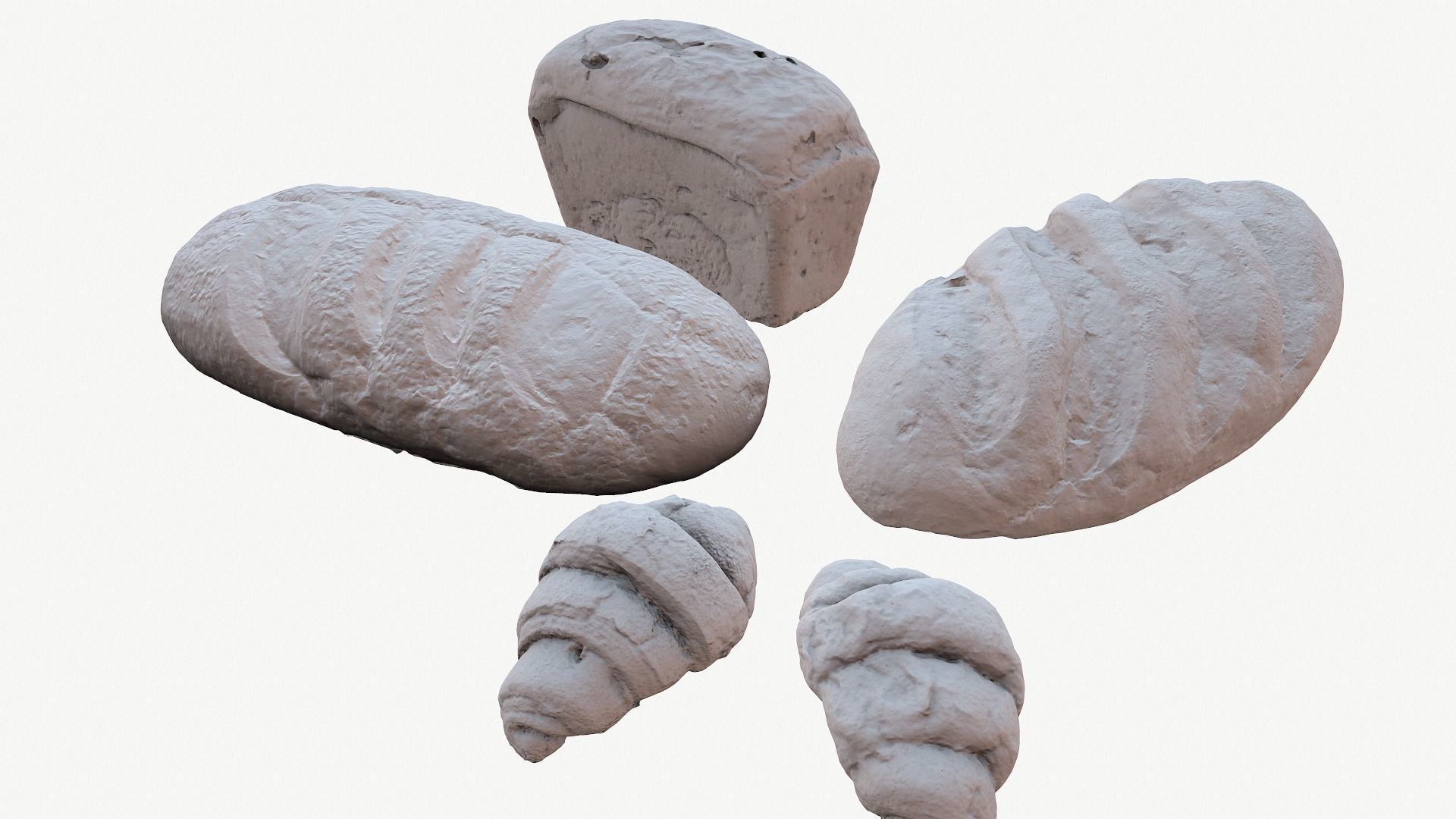 3d scans collection flour bread 3D Low-poly 3D model_26