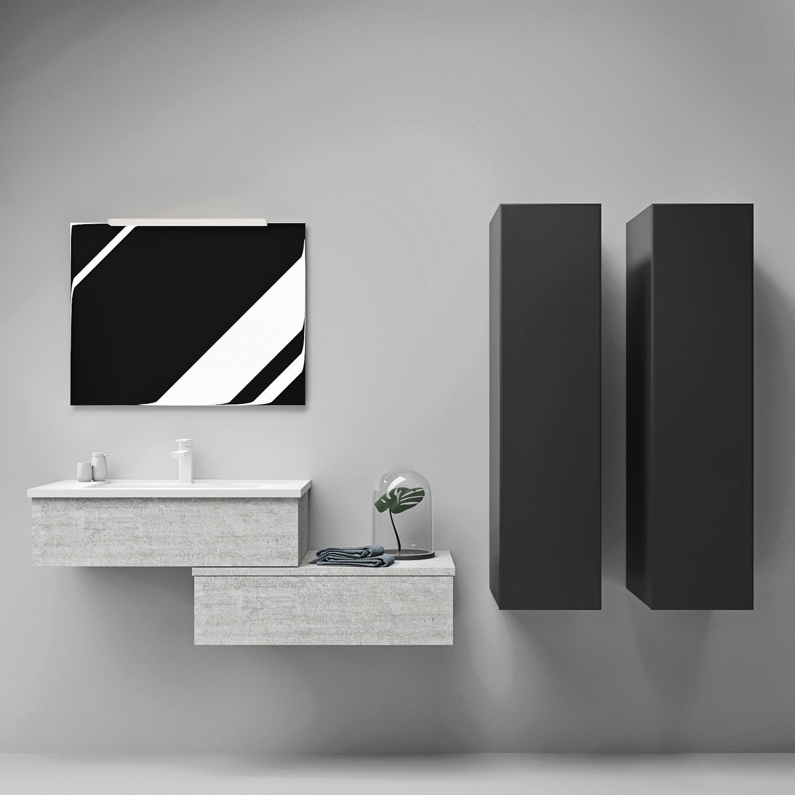 Bathroom furniture set 01 3D model_4