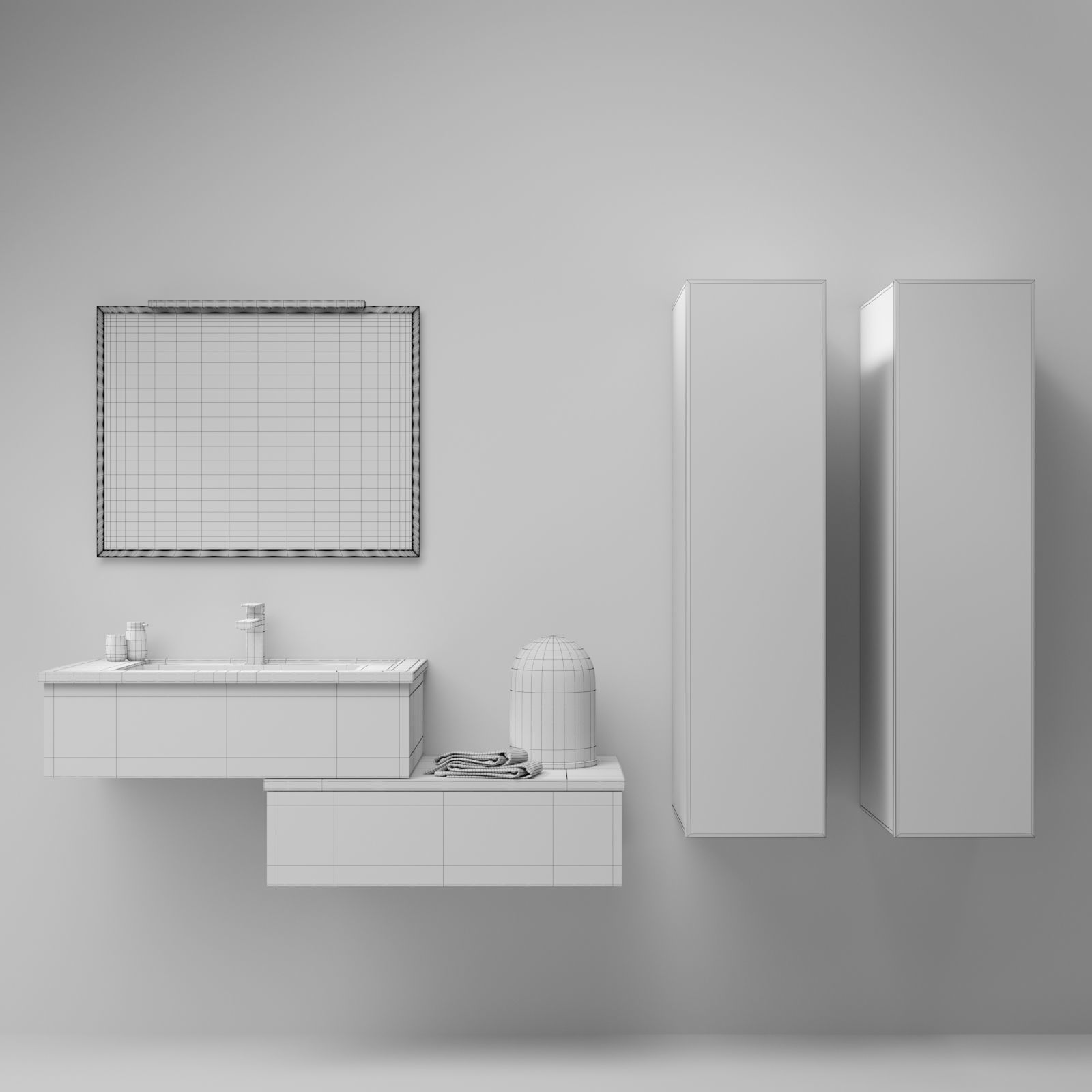 Bathroom furniture set 01 3D model_5