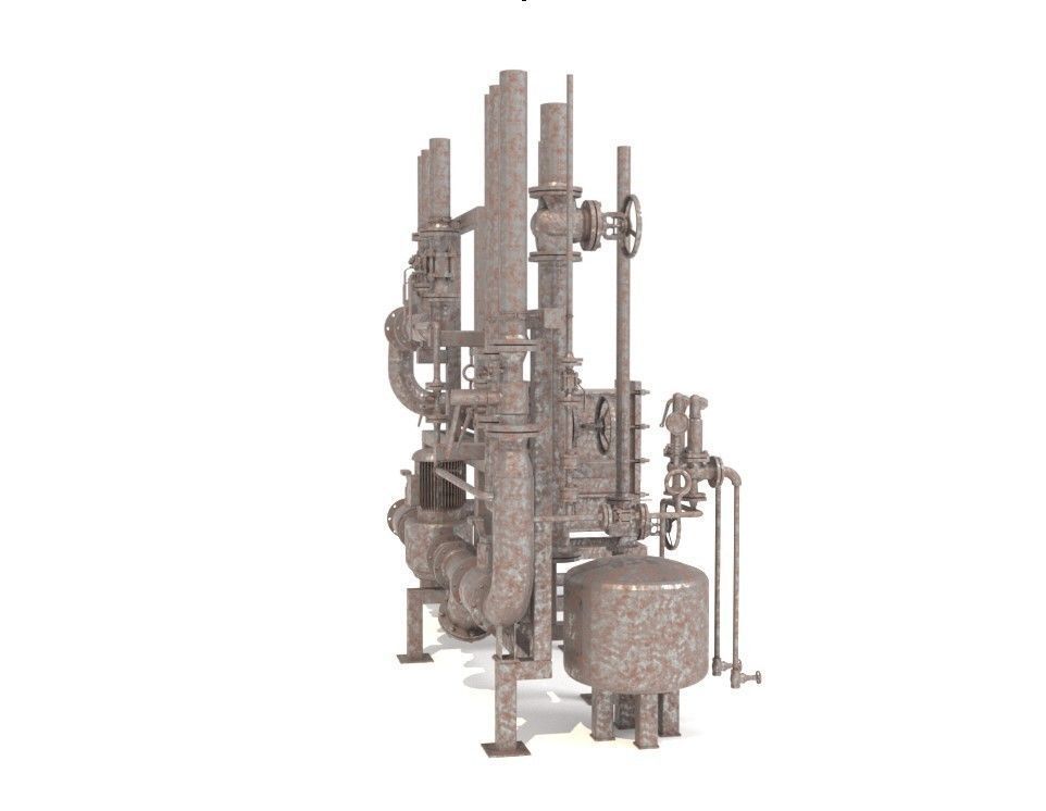 Industrial heat exchanger filter pipeline boiler plant 3D model_3