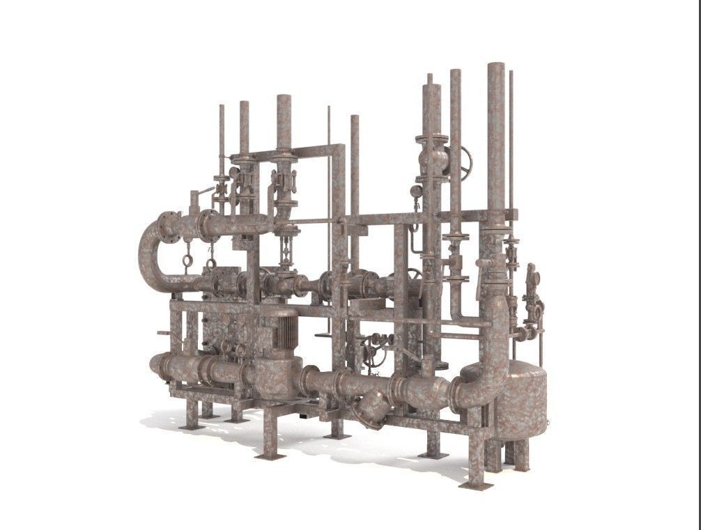 Industrial heat exchanger filter pipeline boiler plant 3D model_1