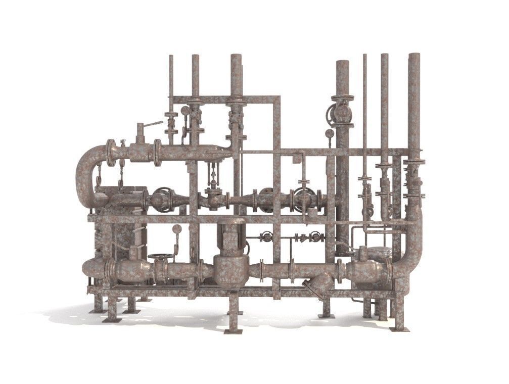Industrial heat exchanger filter pipeline boiler plant 3D model_2