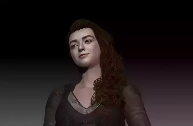 Maisie Williams 3d zbrush sculpting render with texture