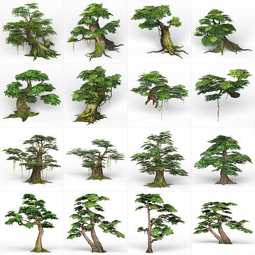 Game Ready Fantasy Tree Collection Low-poly 3D model