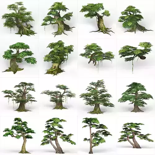 Game Ready Fantasy Tree Collection Low-poly 3D model