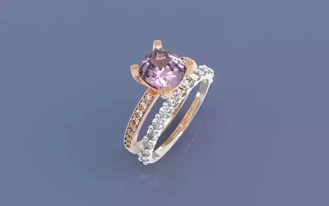 Cushion cut Gemstone Diamond Ring