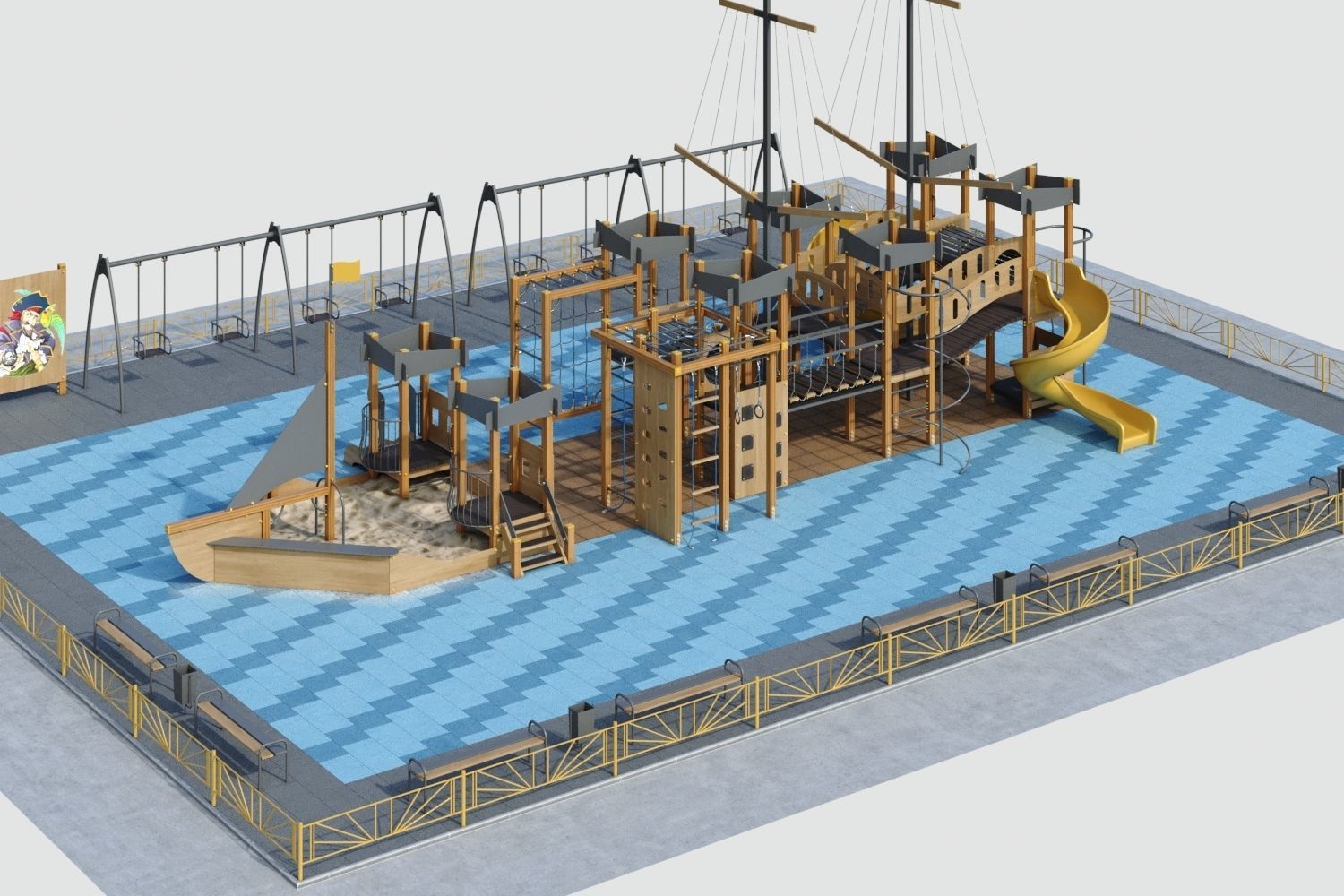 Children playground Pirate ship 3D model_8