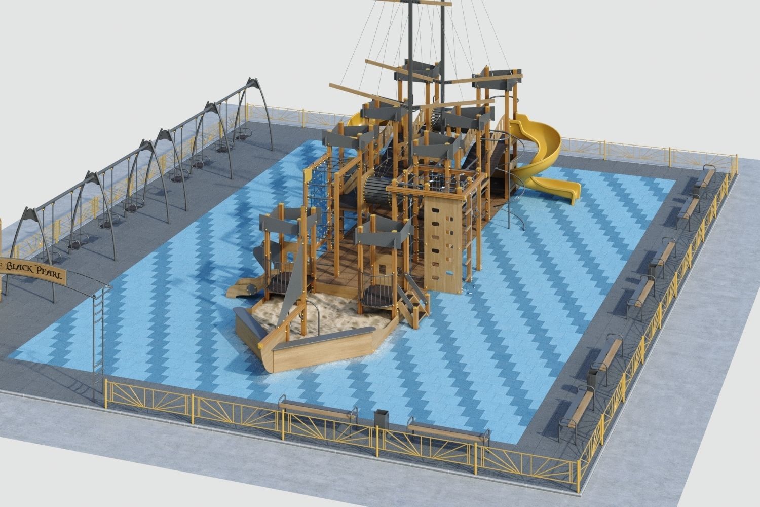 Children playground Pirate ship 3D model_10