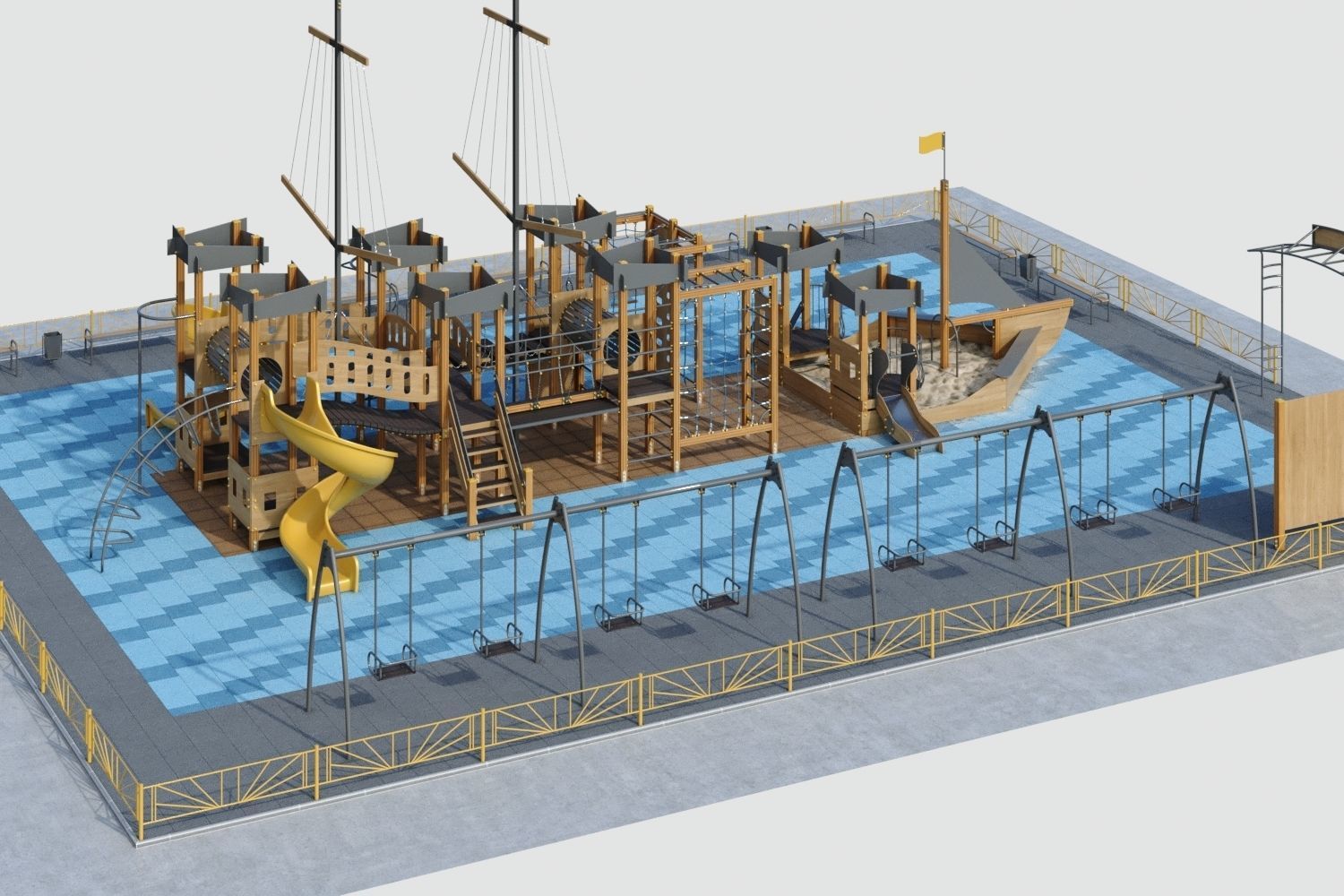 Children playground Pirate ship 3D model_18