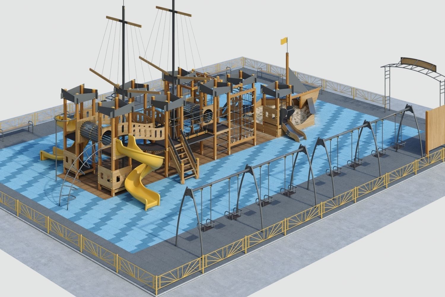 Children playground Pirate ship 3D model_19