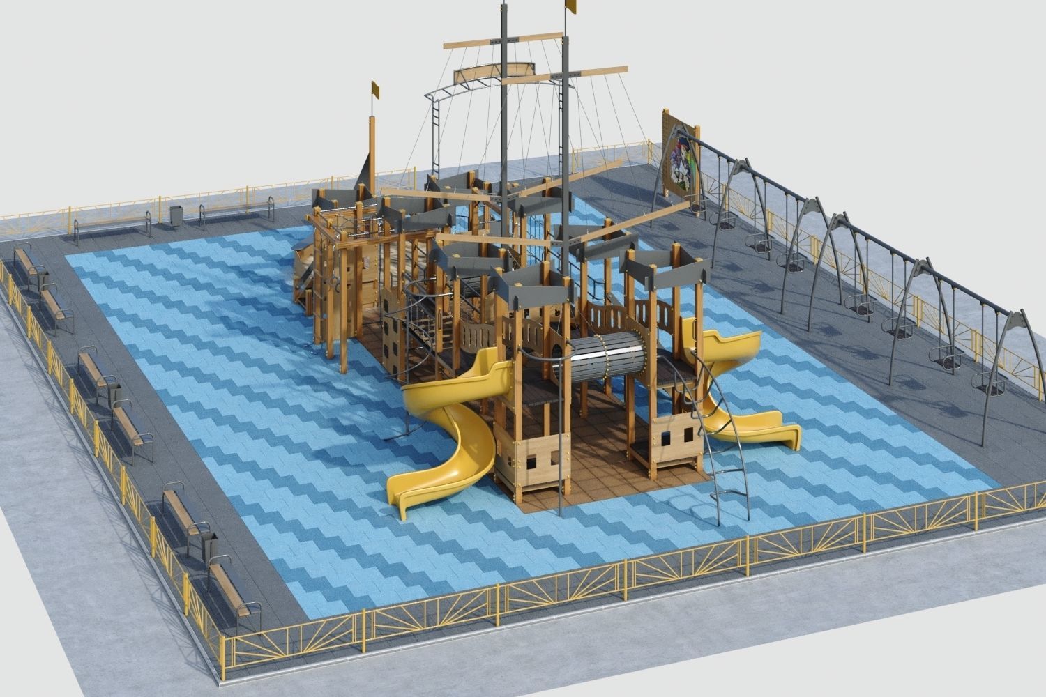Children playground Pirate ship 3D model_23