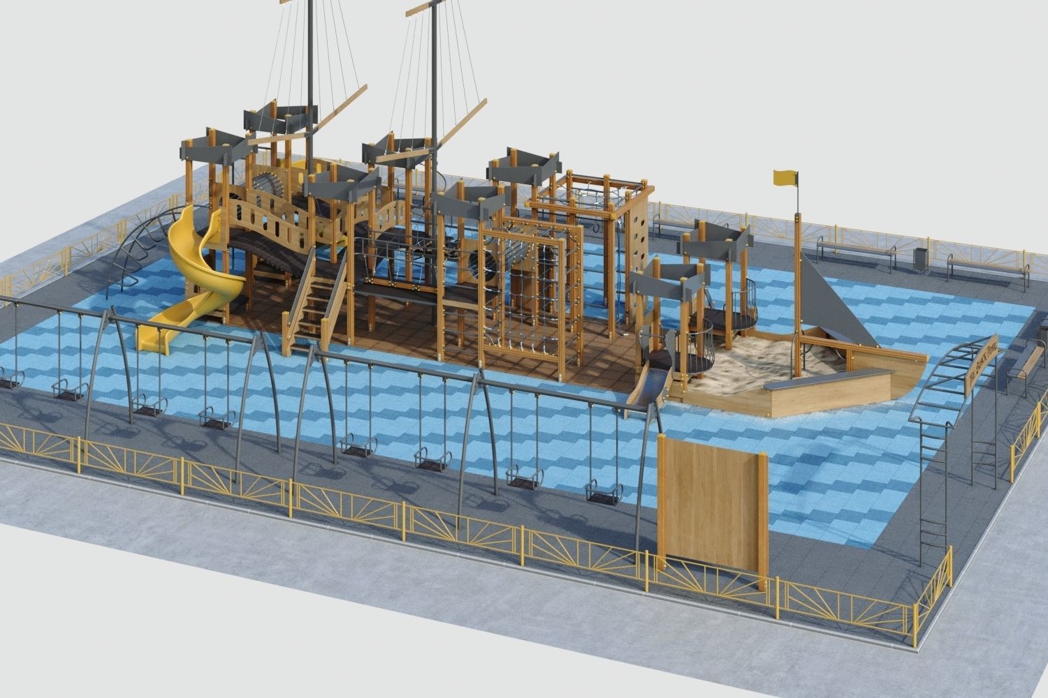 Children playground Pirate ship 3D model_15