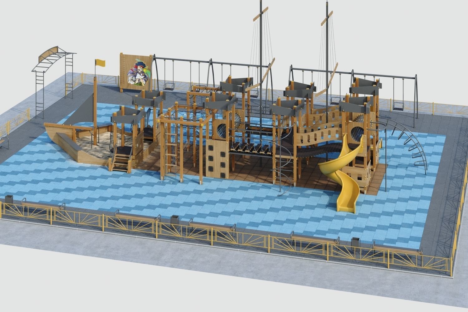 Children playground Pirate ship 3D model_26