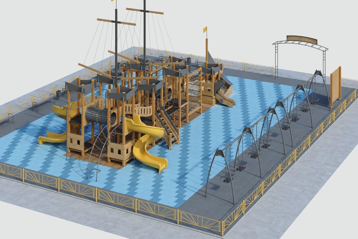 Children playground Pirate ship 3D model_20