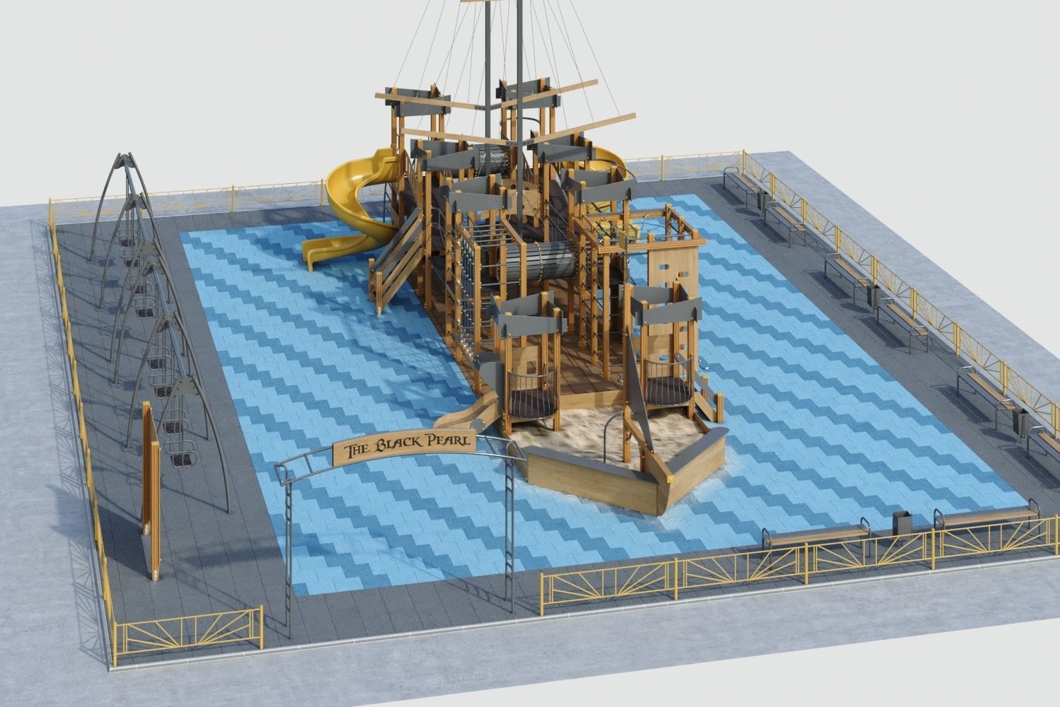 Children playground Pirate ship 3D model_12