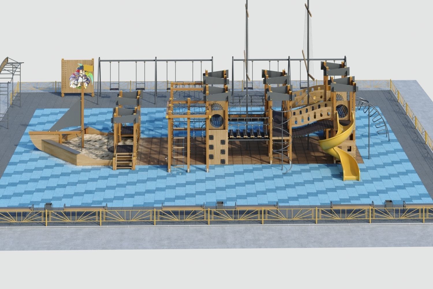 Children playground Pirate ship 3D model_6