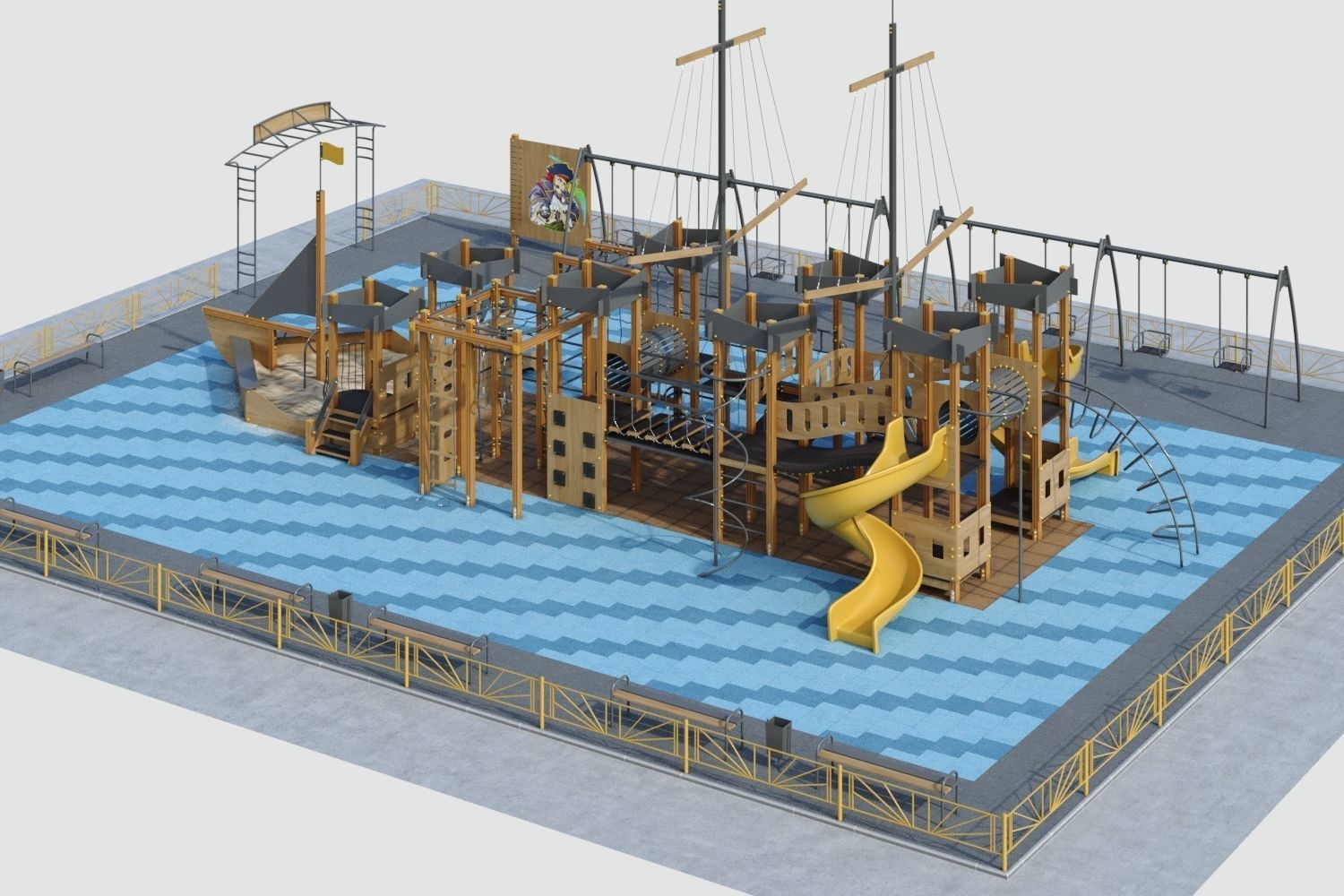 Children playground Pirate ship 3D model_25