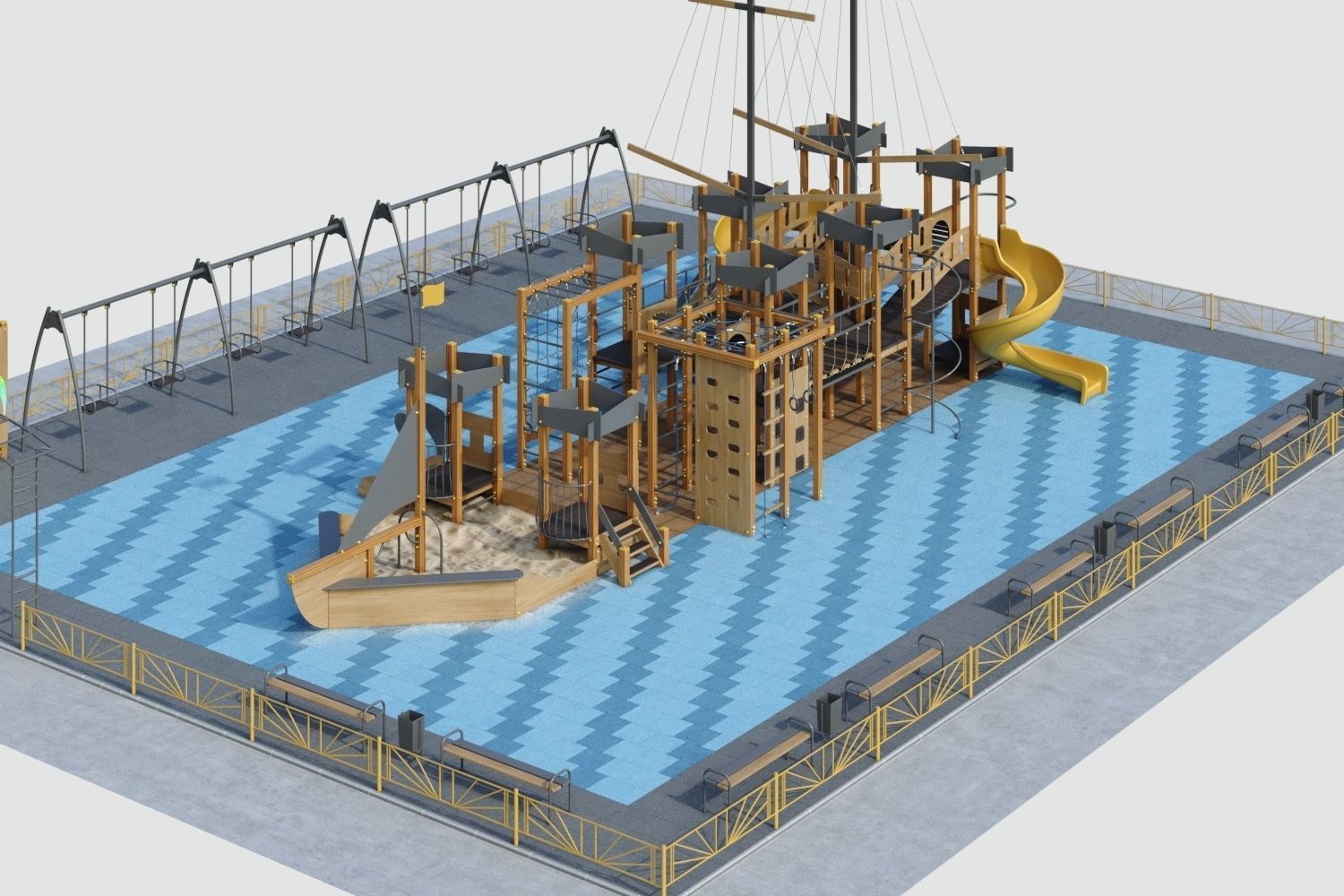Children playground Pirate ship 3D model_9