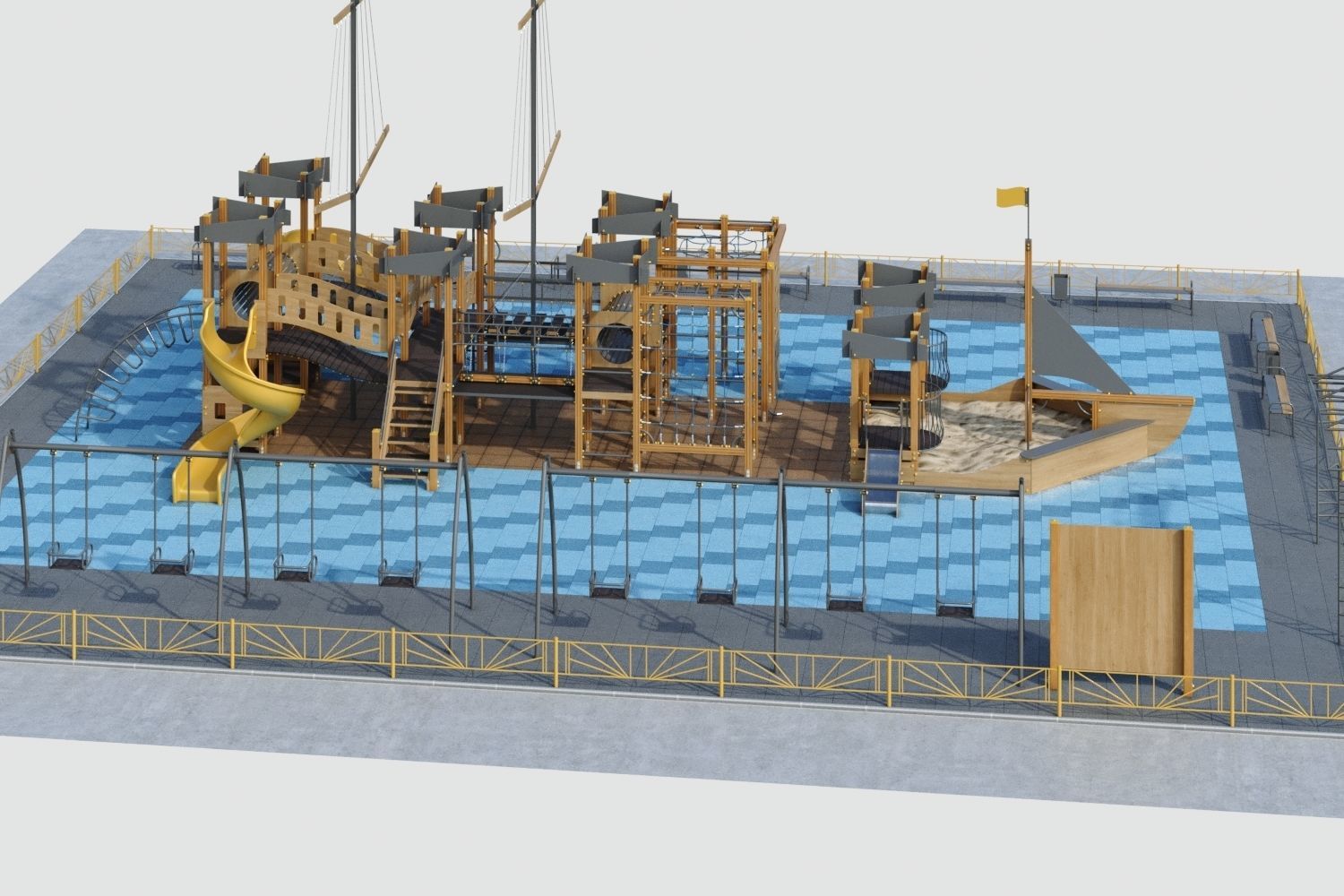 Children playground Pirate ship 3D model_16