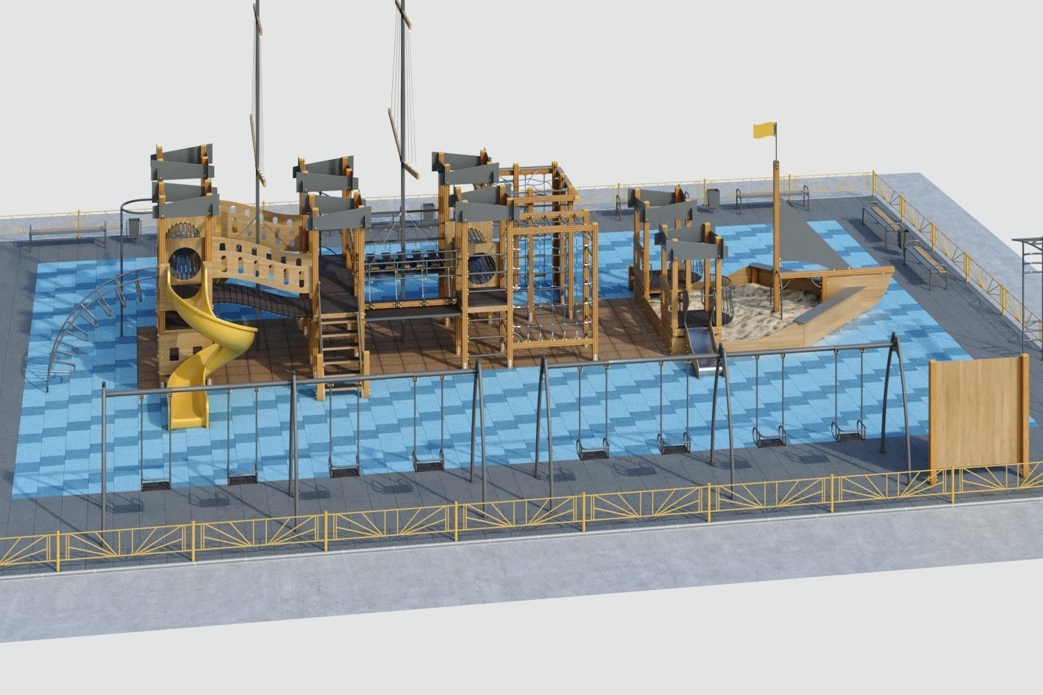 Children playground Pirate ship 3D model_17